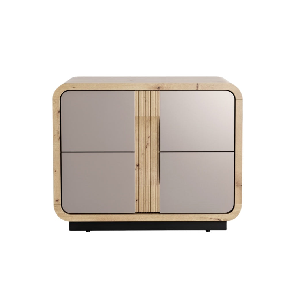Modern Wooden Storage Cabinet with Glossy Fronts and Minimalist Design