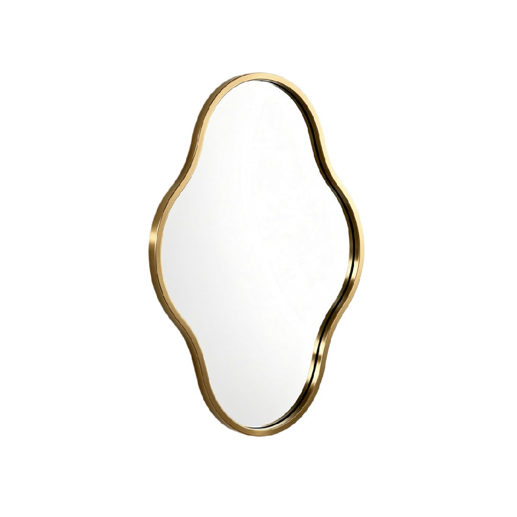 Abstract Gold Framed Mirror: Elegant Curved Design for Modern Interiors